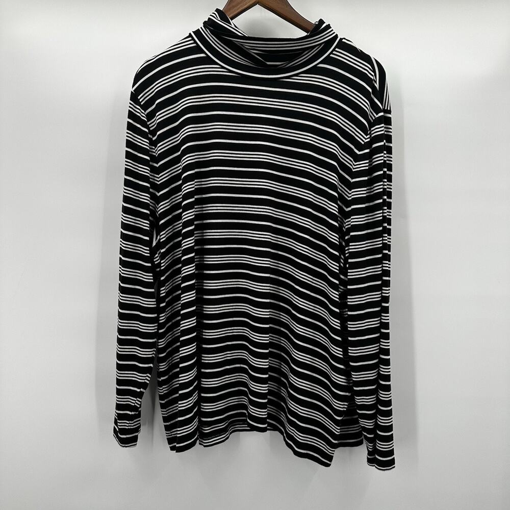 Talbots Shirt Womens 3X Black Striped Thermawarmth Turtle Neck Basic‎ Capsule